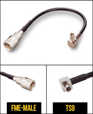 Пигтейл радиочастный (переходник) FME-male - TS9, кабель RG174, 50 Ом, 15 см, 1 шт