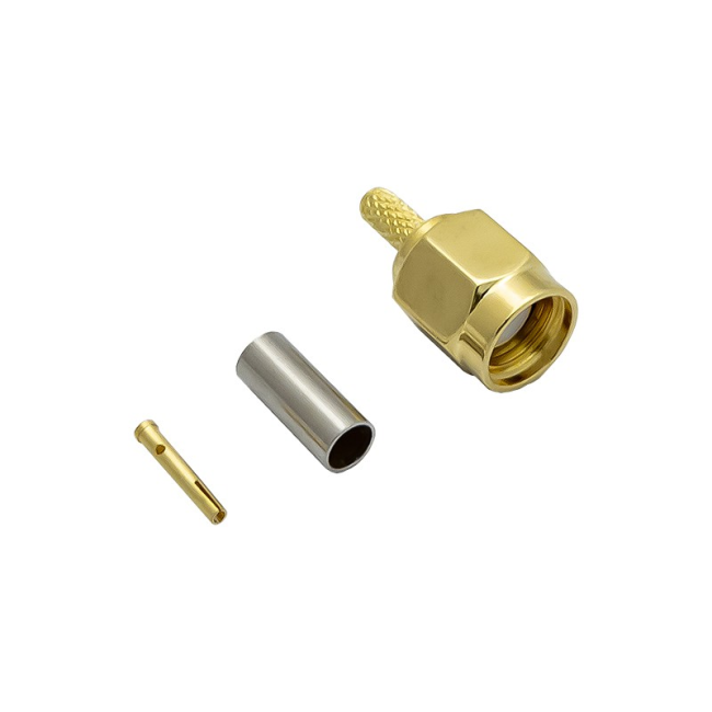 Разъем RP-SMA-male под кабель RG174, RG178, RG316, 50 Ом, обжимной под пайку, 2 шт.