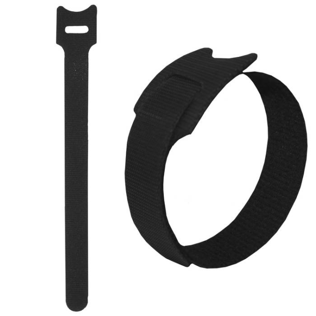 Стяжка-липучка многоразовая 200*12, черный, материал полиамид, 10 шт