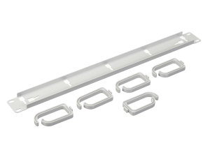 Кабельный органайзер 19', 1U, металлический, 5 пластик. колец, серый