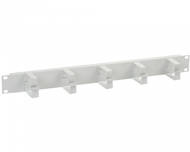 Кабельный органайзер 19', 1U, металлический, 5 пластик. колец, серый Кабельный органайзер 19', 1U, металлический, 5 пластик. колец, серый