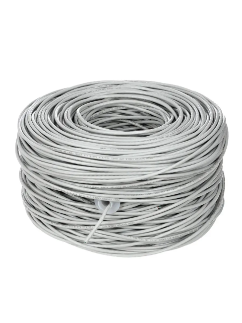 Кабель витая пара UTP 4 пары (8 жил), медный, cat.5e, 24AWG, для внутренней прокладки, серый, бухта 305 метров