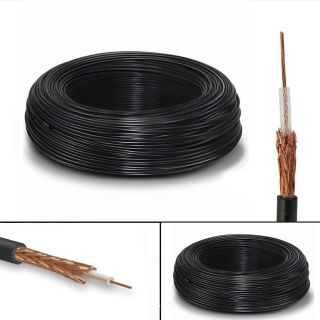 Кабель коаксиальный RG174, 50 Ом (медный проводник, оплетка 80 CCA нитей), черный, 15 метров Кабель коаксиальный RG174, 50 Ом (медный проводник, оплетка 80 CCA нитей), черный, 15 метров