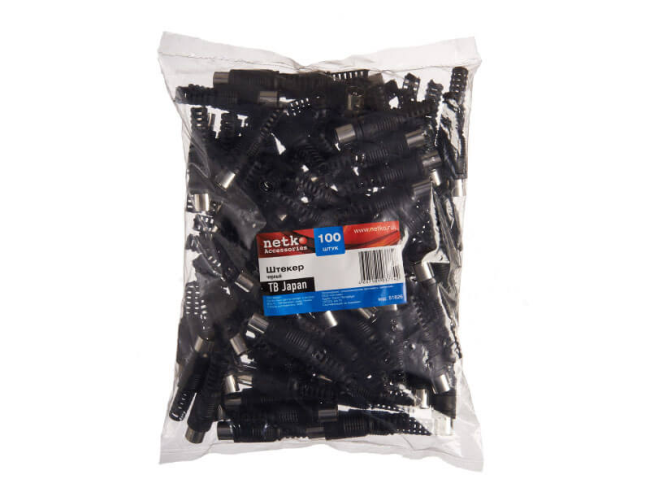 Разъём штекер (папа) для ТV, черный, Netko, 10 шт.