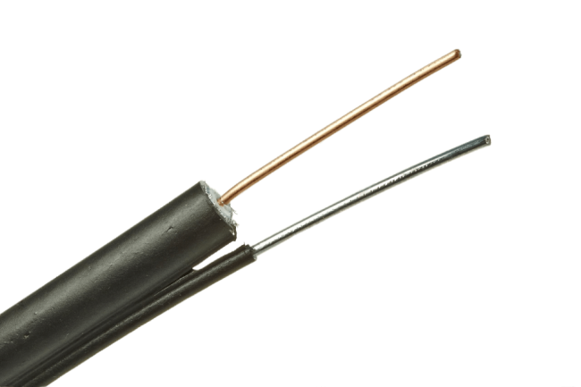 Кабель коаксиальный RG-11U с тросом, 75 Ом (CCS, оплетка 96 алюминиевых нитей), уличный, черный, 100 метров