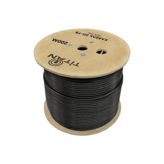 Кабель радиочастотный коаксиальный 5D-FB CCA 50 Ом, черный, 200 м.