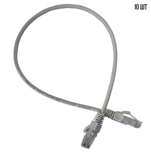 Патч-корд UTP4, cat.6, 0.5м, медный, серый, литой коннектор, 10 шт.