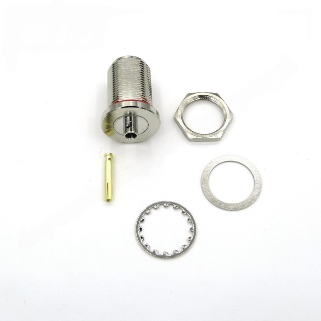 Разъем N-female под полужесткий кабель RG402 (0.141''), под пайку, с гайкой, 100 шт. Разъем N-female под полужесткий кабель RG402 (0.141''), под пайку, с гайкой, 100 шт.