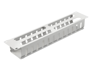 Кабельный органайзер 19', 2U, металлический, с крышкой и кольцами, серый