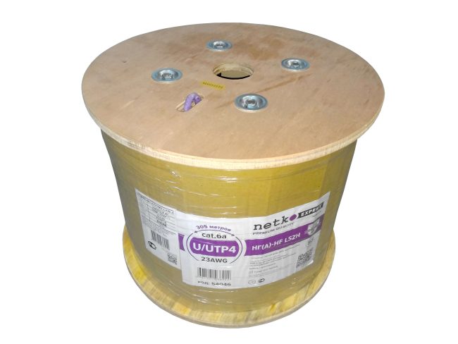 Кабель витая пара UTP 4 пары, cat.6a, 23AWG, чистая медь, нг(А)-HF LSZH, фиолетовый, проходит Fluke Test, 10 метров