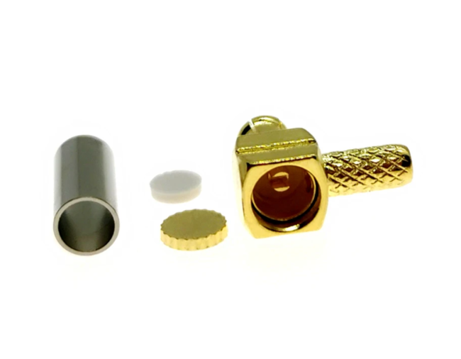 Разъем MCX-male под кабель RG174, RG178, RG316, 50 Ом, угловой, обжимной под пайку, 4 шт.