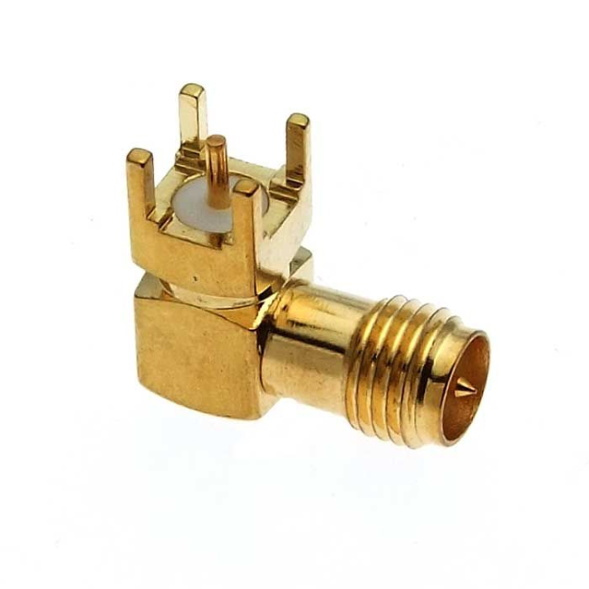 Разъем RP-SMA-female (обратный), угловой, на плату под пайку, 4 шт.