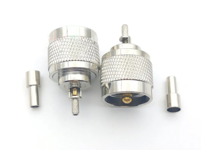 Разъем UHF-male под кабель RG174, RG178, RG316, 50 Ом, обжимной под пайку, 20 шт.