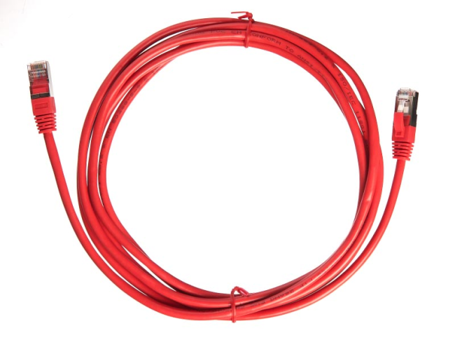 Патч корд 3 метра, FTP4, медный, cat.5e, кабель для интернета RJ45, сетевой кабель ethernet, с переходником RJ-45 на RJ-45 в комплекте, красный