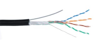 Кабель витая пара FTP (экранированный), cat.5e, 4 пары, уличный с тросом, медный проводник, Eletec, 5 метров