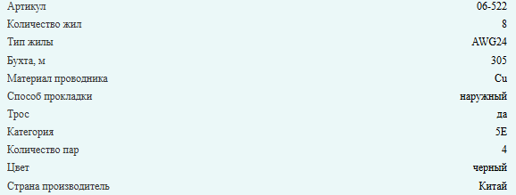 Кабель витая пара UTP уличный с тросом, cat.5e, 4 пары, медный проводник, Eletec, 70 метров Кабель витая пара UTP уличный с тросом, cat.5e, 4 пары, медный проводник, Eletec, 70 метров