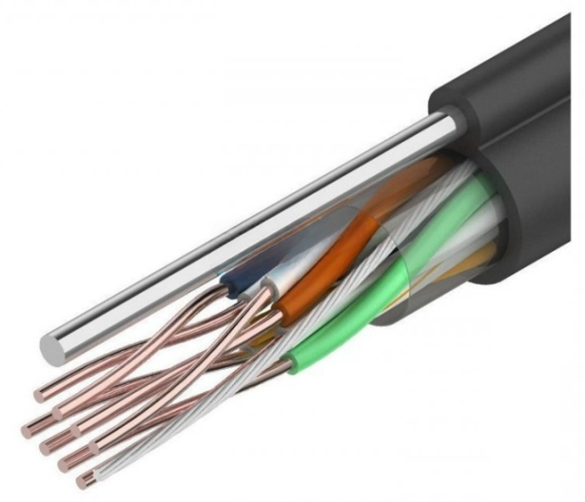 Кабель витая пара UTP уличный с тросом, cat.5e 24 AWG, 4 пары, CCA, Eletec, 160 метров