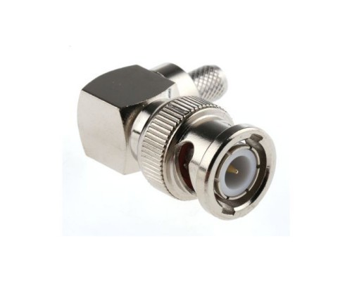 Угловой разъем BNC-male под кабель RG58, медная жила, 50 Ом, обжимной под пайку, 4 шт