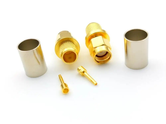 Разъем RP-SMA-male (S-A111F) под кабель RG58 (RG-58), 50 Ом, обжимной под пайку, 4 шт.