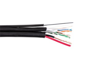 Кабель комбинированный FTP (экранированный), cat.5e, 4 пары медь + питание 2x0.75, уличный с тросом, 15 метров