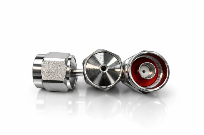 Разъем N-male под полужесткий кабель RG402 (0.141"), шестигранный, под пайку, 2 шт.