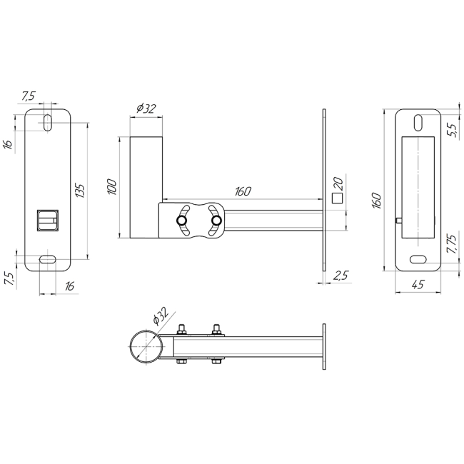 Настенный поворотный кронштейн KH-200R Настенный поворотный кронштейн KH-200R