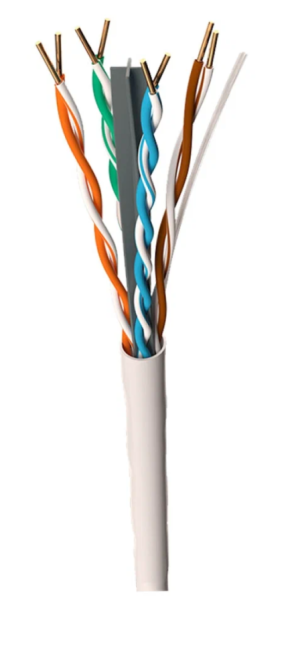 Кабель витая пара UTP4, 23AWG, cat.6, чистая медь, серый, внутренний, с крестовиной, 180 метров