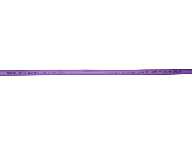 Кабель витая пара UTP 4 пары, cat.6a, 23AWG, чистая медь, нг(А)-HF LSZH, фиолетовый, проходит Fluke Test, 90 метров