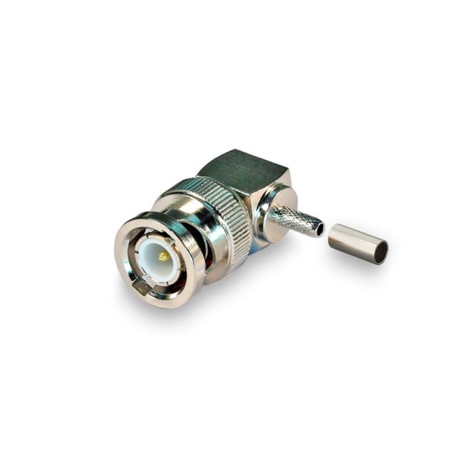 Угловой разъем BNC-male под кабель RG174, RG178, RG316, 50 Ом, обжимной под пайку, 10 шт.