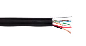 Кабель комбинированный UTP (с питанием), cat.5e, 4 пары, медный проводник + 2x0.75, уличный, с тросом, 5 метров