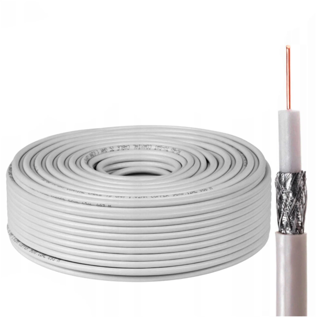 Кабель коаксиальный RG-6U, 75 Ом, омедненный, оплетка 32 аллюминиевые нити, белый, 10 метров