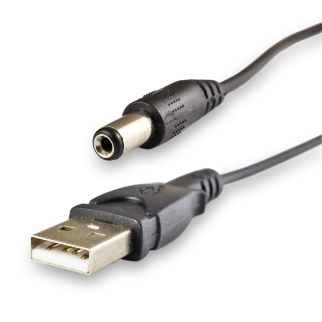 Кабель питания штекер 5,5х2,1 мм - USB2.0(male). Длина 150 см