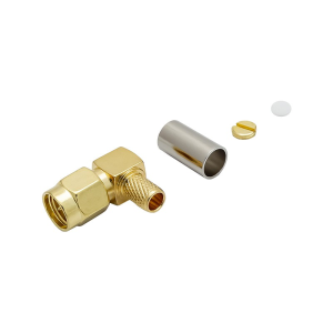 Разъем угловой SMA-male под кабель RG58, 50 Ом, обжимной под пайку, 1 шт.