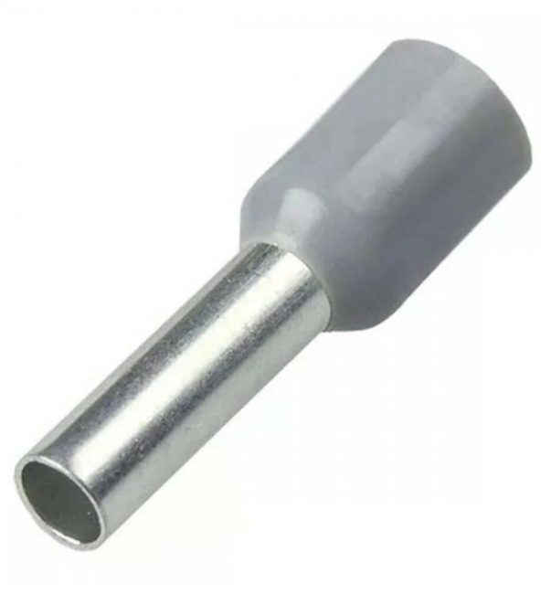 Штыревой втулочный кабельный наконечник E0512 (НШВИ F12мм, 0.5мм2, изолированный, серый, 100шт., Netko