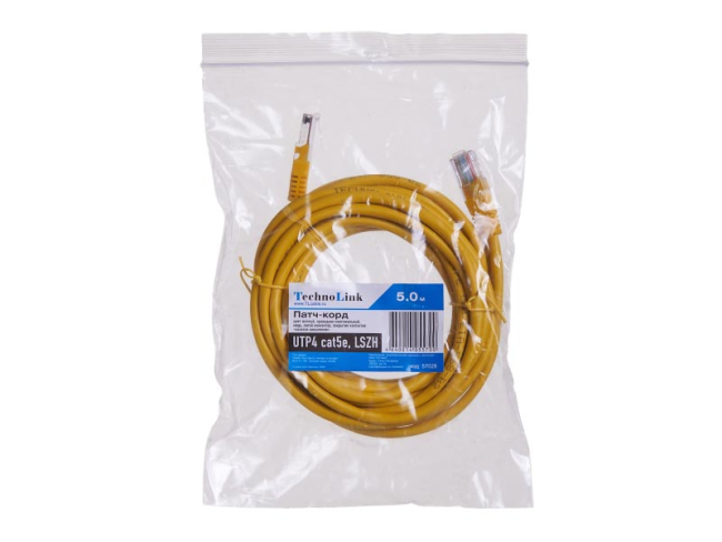 Патч корд 5 метров, UTP4, cat.5, чистая медь, кабель для интернета RJ45 c переходником RJ-45 на RJ-45 в комплекте, желтый Патч корд 5 метров, UTP4, cat.5, чистая медь, кабель для интернета RJ45 c переходником RJ-45 на RJ-45 в комплекте, желтый