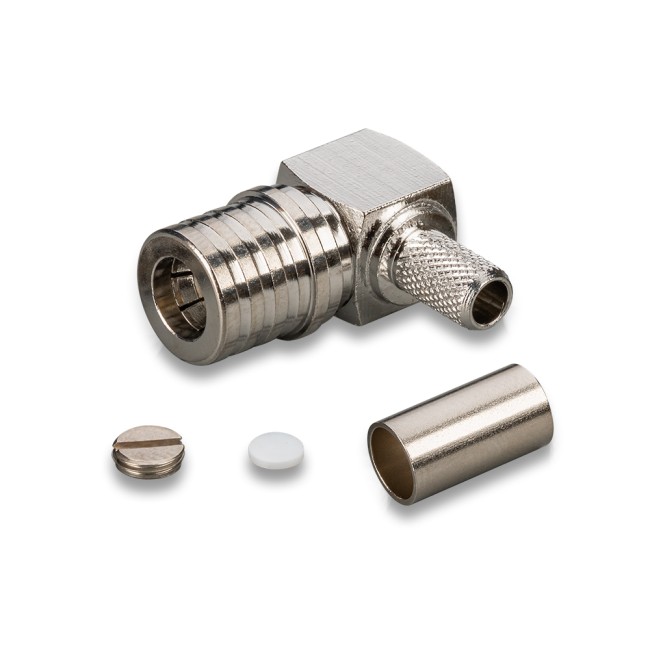 Угловой разъем QMA-male под кабель RG-58, обжимной под пайку, 1 шт.