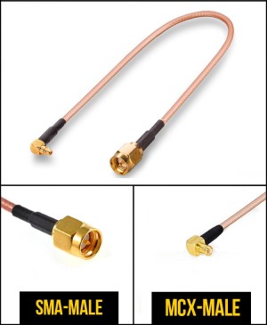 Комплект пигтейлов SMA-male - MMCX, кабель RG316, 50 Ом, 15 см, 2 шт