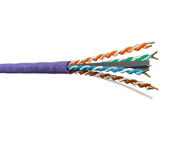 Кабель витая пара UTP 4 пары, cat.6a, 23AWG, чистая медь, нг(А)-HF LSZH, фиолетовый, проходит Fluke Test, 305 метров