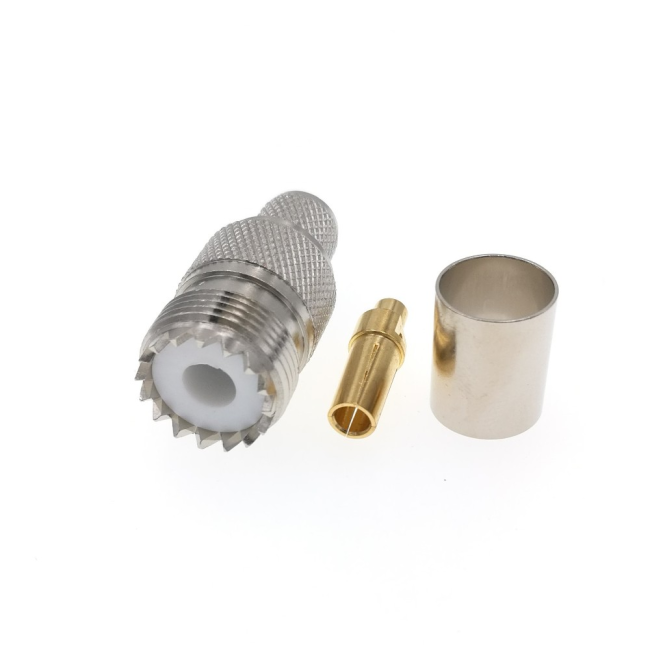 Разъем UHF-female (PL259) под кабель RG58 (N-F111F), обжимной под пайку, 1 шт.