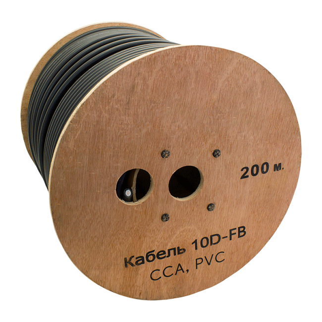 Кабель радиочастотный коаксиальный 10D-FB CCA 50 Ом, черный, 80 м.