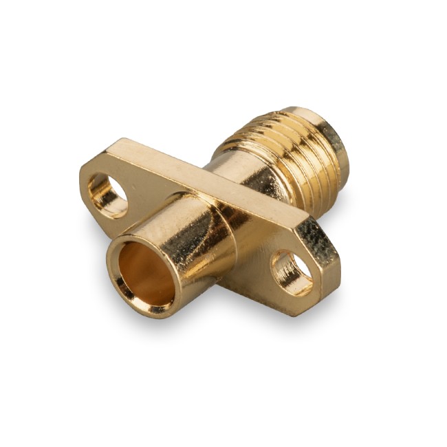 Разъем SMA-female на корпус под кабель RG-402 (0.141"), фланцевый (2 отв.), прямой, общая длина 13 мм, длина резьбы 5мм, 50 шт.