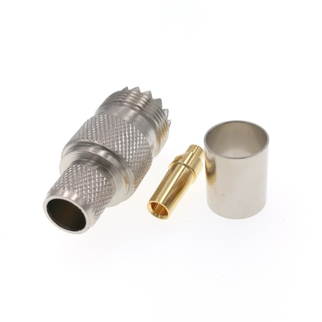 Разъем UHF-female (PL259) под кабель RG58 (N-F111F), обжимной под пайку, 10 шт.