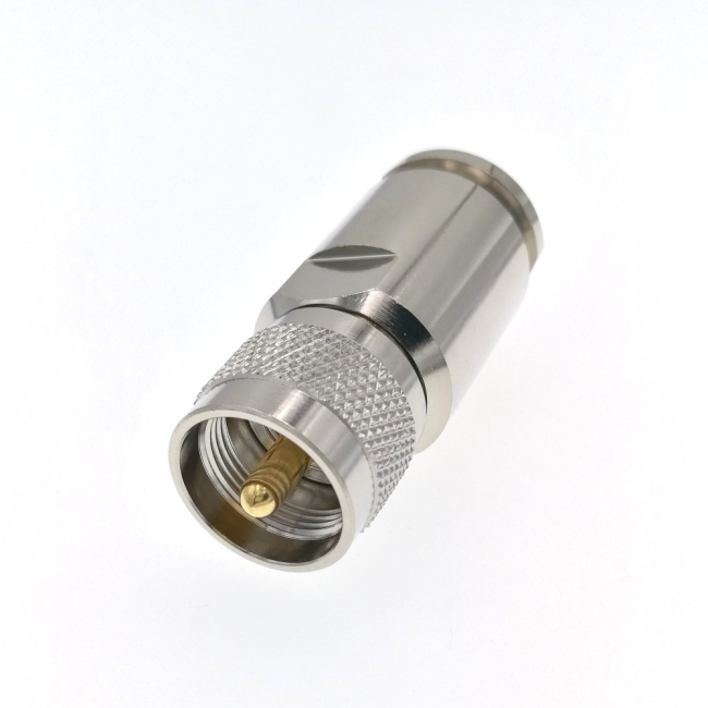 Разъем UHF-male (PL259) под кабель 10D-FB, прижимной (сборный) под пайку, 2 шт.