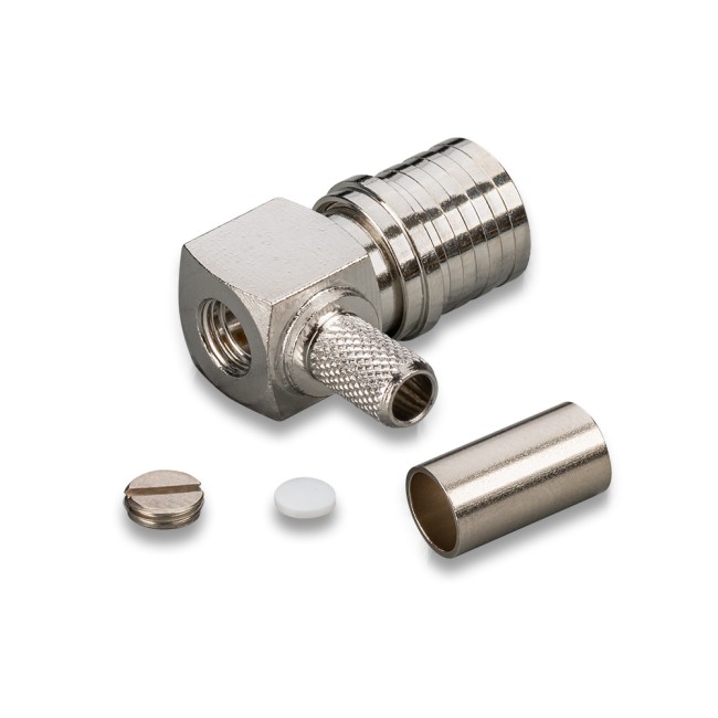 Угловой разъем QMA-male под кабель RG-58, обжимной под пайку, 20 шт.