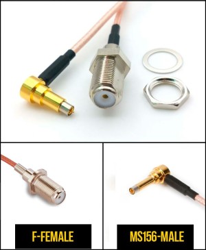 Комплект пигтейлов F-female - MS156, кабель RG316, 50 Ом, 15 см, 6 шт