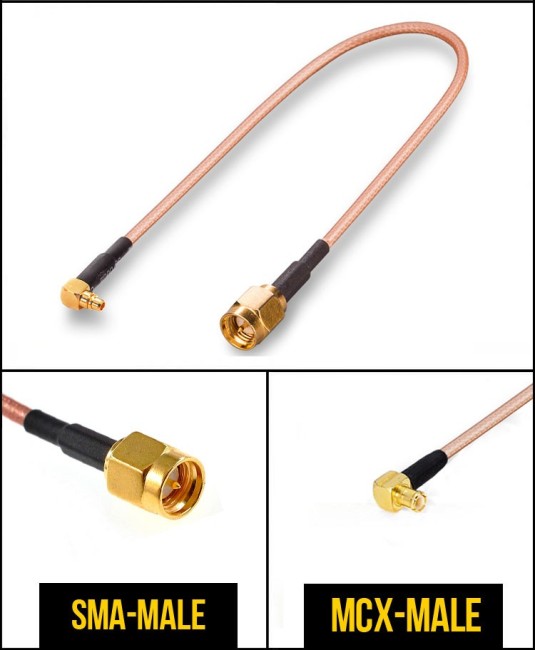 Комплект пигтейлов SMA-male - MMCX, кабель RG316, 50 Ом, 15 см, 6 шт
