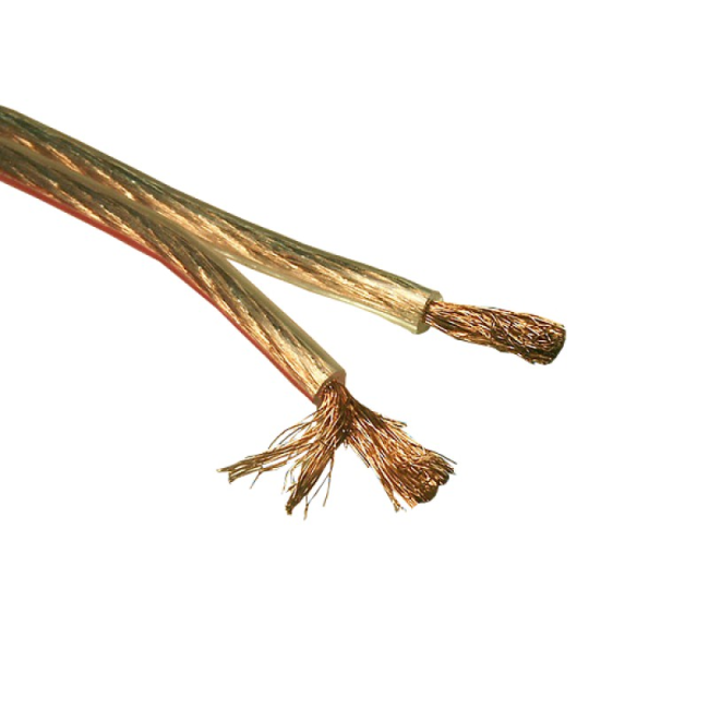 Кабель акустический 2x1.5мм2 (7x19x0.12мм), чистая медь, пластиковая катушка, прозрачный Netko, 10 метров