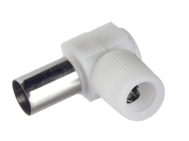 Угловой штекер разъём (папа) на ТV, белый, Netko, 100 шт.