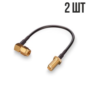 Комплект из 2-х пигтейлов RP-SMA-female на RP-SMA-male прямой/угловой, кабель RG174, длина 200мм