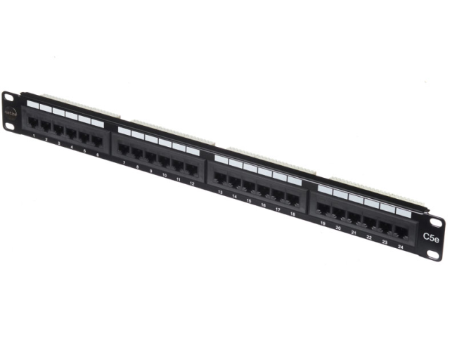 Патч-панель UTP, 19', 24 порта, RJ45, cat.5е, 1U, Dual Type, Netko